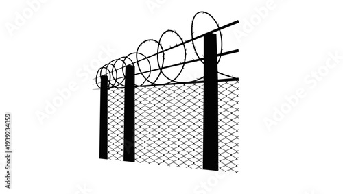barbed wire symbol, black isolated silhouette