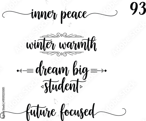 Inspirational quotes on a blackboard background with a focus on inner peace and future goals