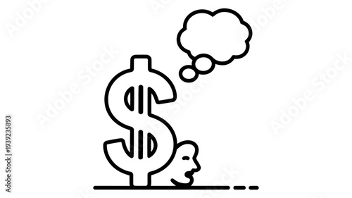 A human head thinks about money and financial goals.