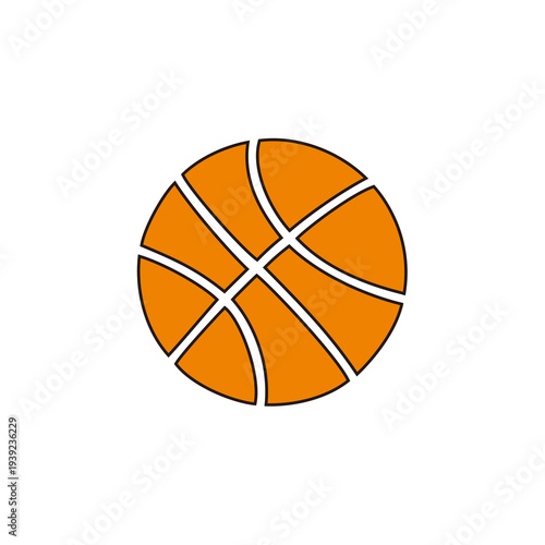Minimalist Orange Basketball Icon for Sports Branding on White Background Vector Logo Design.
