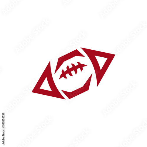 Modern Abstract Red Football Graphic for Dynamic Sports Branding on White Background Vector Logo Design.