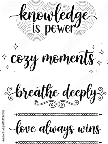 Inspirational quotes in elegant typography on a white background