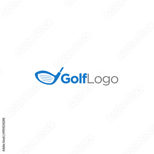 Minimalist Blue Golf Club Head Icon for Sports Branding on White Background Vector Logo Design.