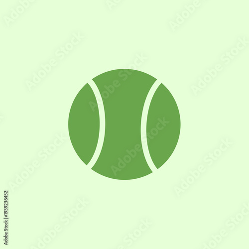Minimalist Green Tennis Ball Icon for Sports Branding on Light Green Background Vector Logo Design.