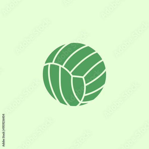 Minimalist Green Volleyball Icon for Sports Branding on Light Green Background Vector Logo Design.