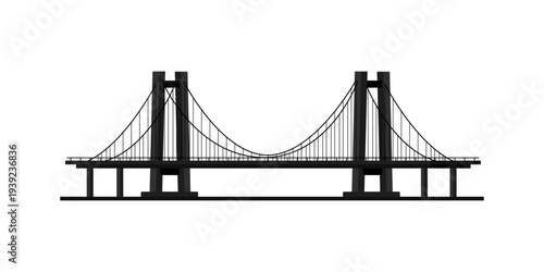 black suspension bridge flat vector illustration modern transportation infrastructure