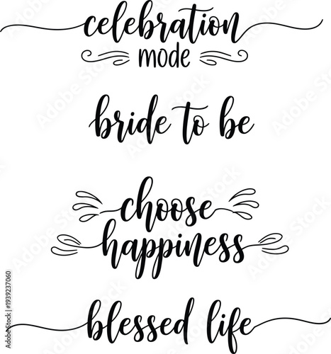 Elegant black and white calligraphy phrases for various life events and celebrations