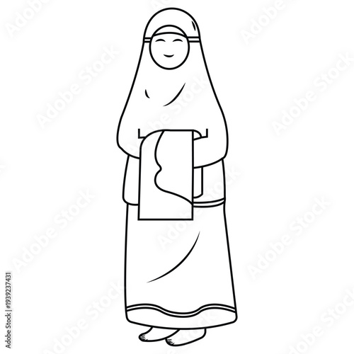 Religious woman praying in ramadan vector illustration isolated on a white background