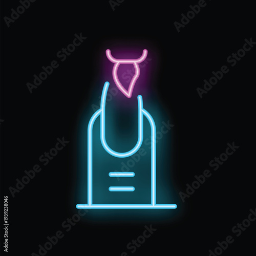 Neon sign illustration of nail polish being applied to a fingernail on a black background