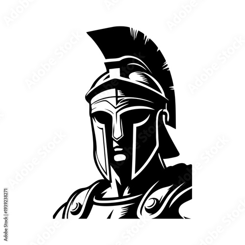 Logo legionario romano. Icono con guerrero romano con casco con penacho 