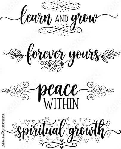 Inspirational quotes on spiritual growth and personal development with elegant designs