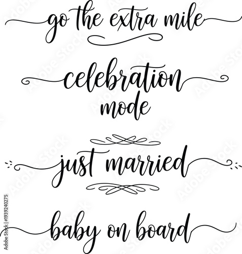 Creative and elegant handwritten phrases for various life events and celebrations