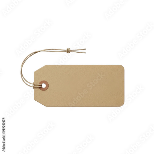 Obraz na płótnie Simple brown paper tag with string attachment isolated on transparent background