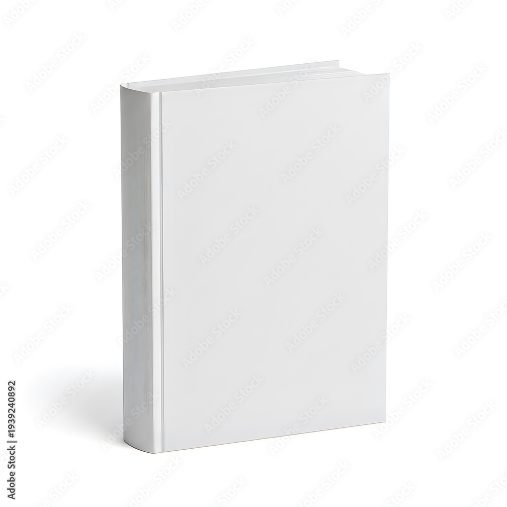 Naklejka premium A white book with a plain cover standing upright