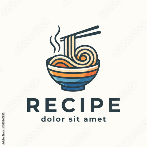 A colorful logo illustration depicting a bowl of noodles with chopsticks, symbolizing gastronomy, culture, and culinary artistry in a visually appealing style.