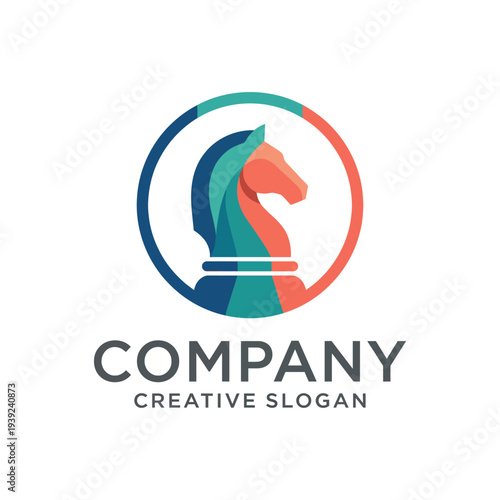 A modern logo featuring a chess piece silhouette, symbolizing strategy and intelligence, perfect for a creative company promoting innovative ideas.