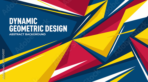 This striking abstract background features dynamic geometric shapes and bold colors, perfect for modern designs and captivating creative projects that demand attention.