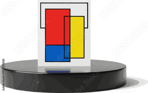  Create a realistic Product photography, circular, stage, stand, model, vector art with white background..