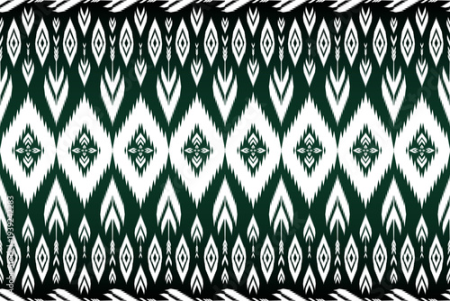Wallpaper Mural THAI FABRIC GREEN WHITE SEAMLESS PATTERN Torontodigital.ca