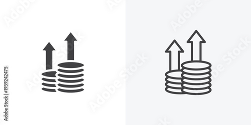 High revenue icon vector sign symbol isolated on white. Stroke and clipart style