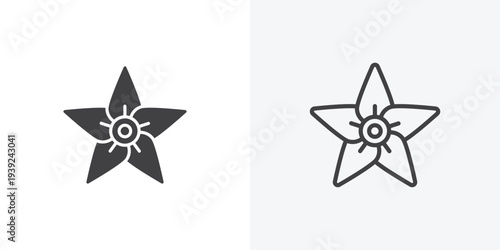 Jasmine icon vector sign symbol isolated on white. Stroke and clipart style