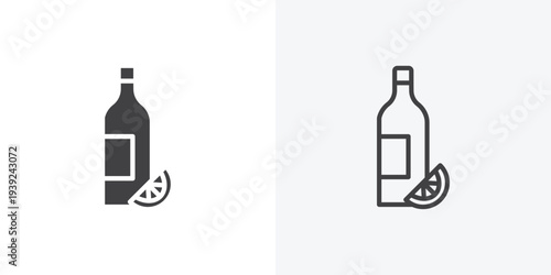 Juice bottle icon vector sign symbol isolated on white. Stroke and clipart style