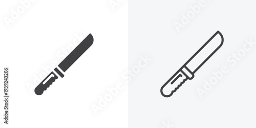 knife icon vector sign symbol isolated on white. Stroke and clipart style