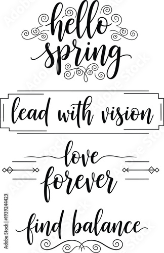 Four inspirational quotes written in elegant calligraphy style on a white background