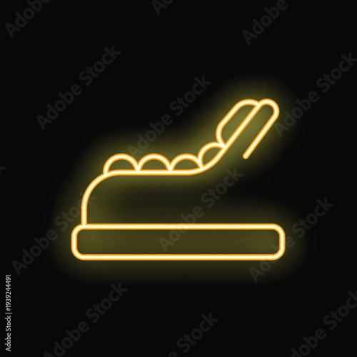 Yellow neon sign depicting a bumper car with a glowing outline on a black background