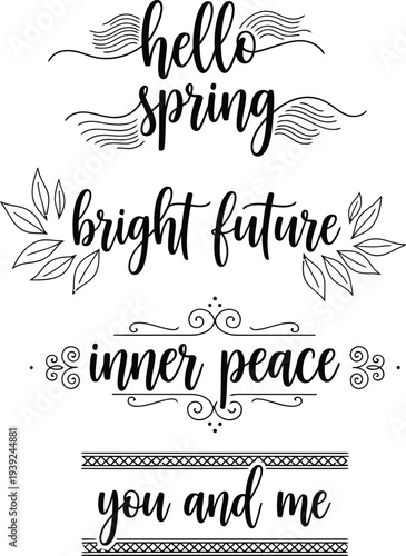 Beautifully illustrated black and white quote poster featuring spring, hope, and togetherness