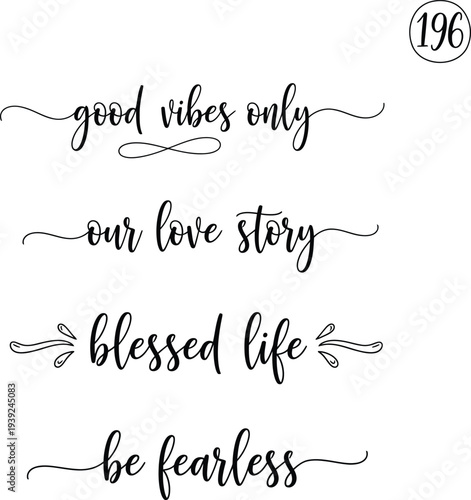 Handwritten quotes on a white background with decorative elements and a circular number