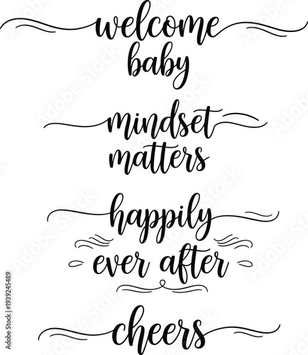 Elegant calligraphy phrases on a white background for various occasions and inspirations