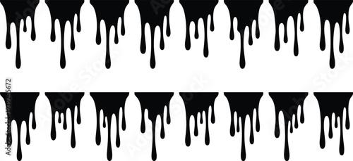 Black paint drips on in a repeating pattern design element