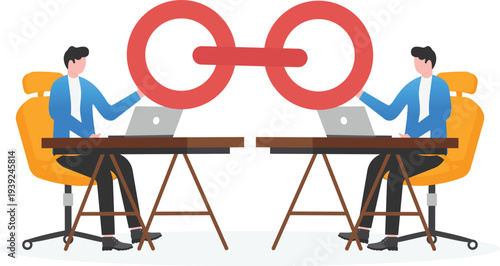 Business Team Connecting Link Chain for Partnership