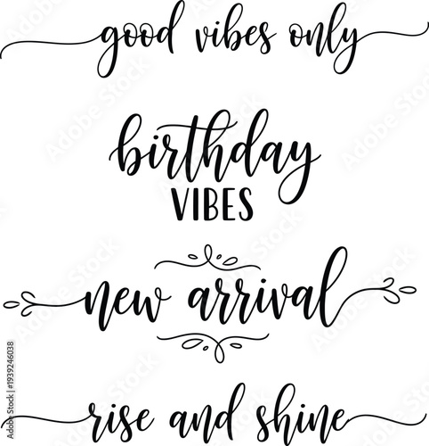 Aesthetic handwritten quotes on a white background for various occasions and celebrations
