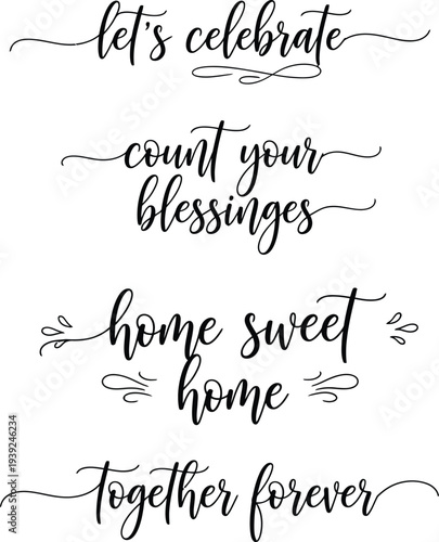 Celebratory quotes on a white background with elegant typography and decorative swirls