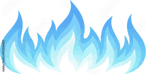 Isolated a realistic flame, blue, fire, gas vector art with white background..