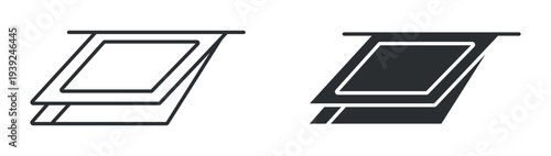 Rooftop skylight window house roof opening icon set, in outline and solid silhouette style. Vector illustration.