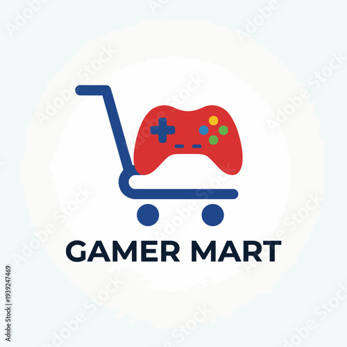 A sleek logo featuring a shopping cart merged with a game controller, symbolizing a modern gaming store that caters to enthusiasts and casual gamers alike.