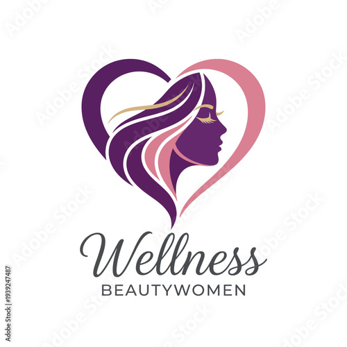 A stylized feminine logo representing wellness for women, featuring a heart shape and elegant design elements that convey beauty, health, and empowerment.