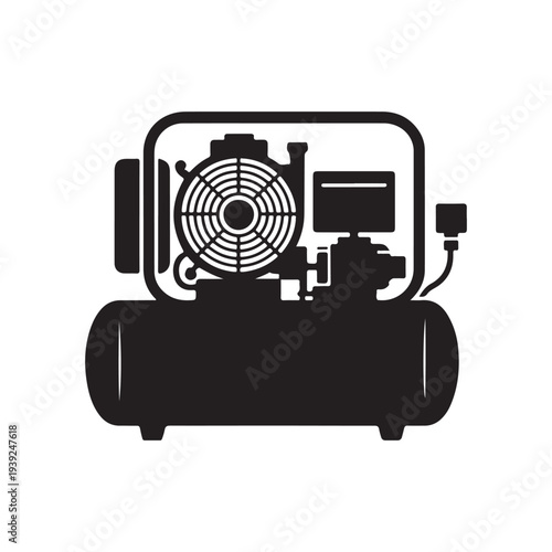 Portable industrial air compressor silhouette machine used for construction workshop pneumatic equipment