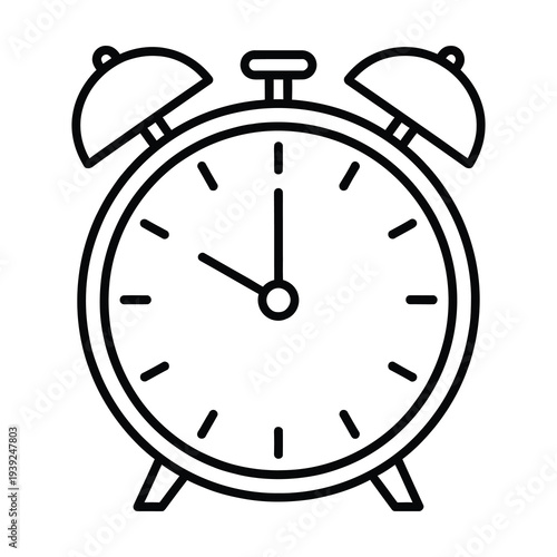Vector of a classic analog alarm clock with two bells on top