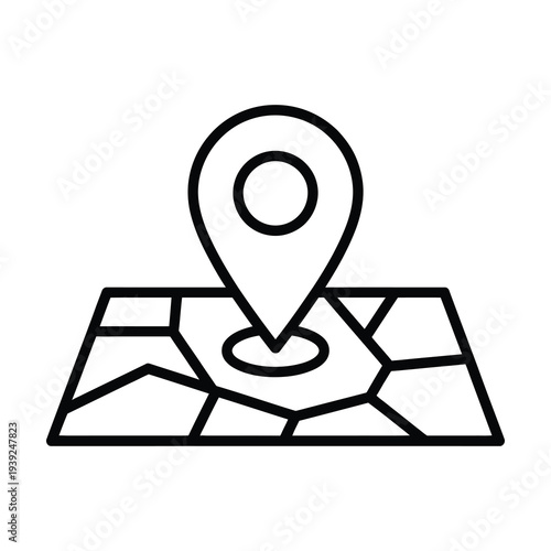 Vector of a map with a location pin marker placed on it