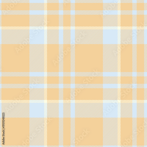 Deluxe textile vector fabric, invite background pattern seamless. Clan check tartan texture plaid in amber and light colors.