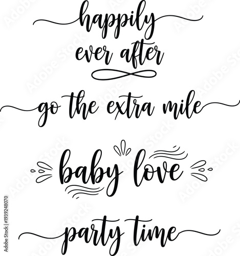 Elegant calligraphy phrases showcasing various sentiments and celebrations