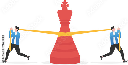 Business Team Carrying Large Red Chess King