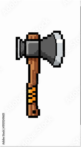 Pixelated axe illustration vector art