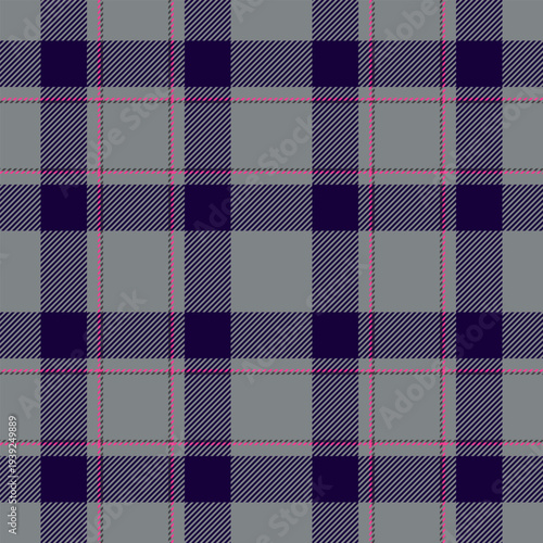Cotton textile plaid texture, womens fashion vector fabric background. Mid pattern check tartan seamless in neutral grey and dark colors.