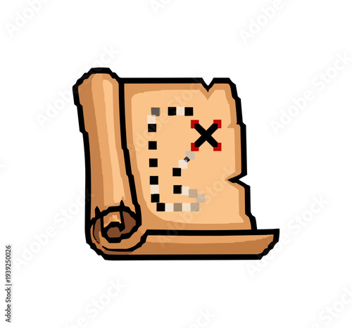 Treasure map illustration on black background