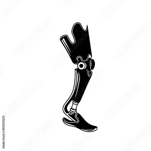Prosthetic Limb Artificial Arm and Leg Medical Device Black and White Vector Illustration, Bionic Prosthesis Healthcare Technology Line Art Icon vector